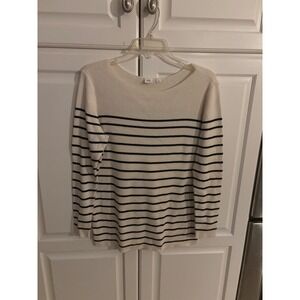 GAP Women's Striped Boat Neck Ribbed Long Sleeve Sweater Top Size L